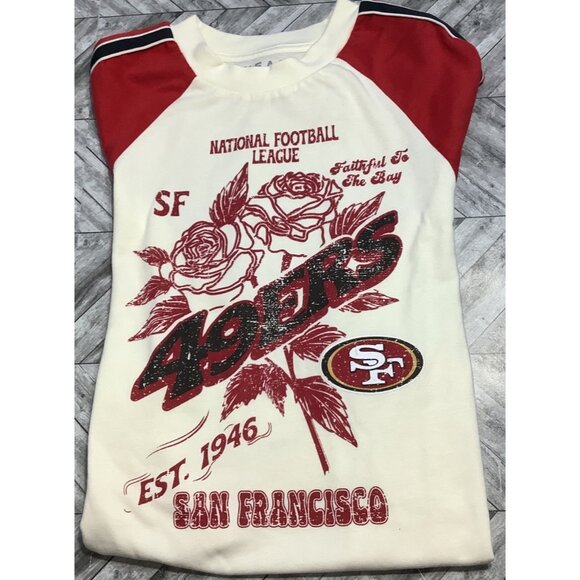 San Francisco 49ers Women's WEAR By Erin Andrews Off White T-Shirt Size XL - Picture 6 of 8